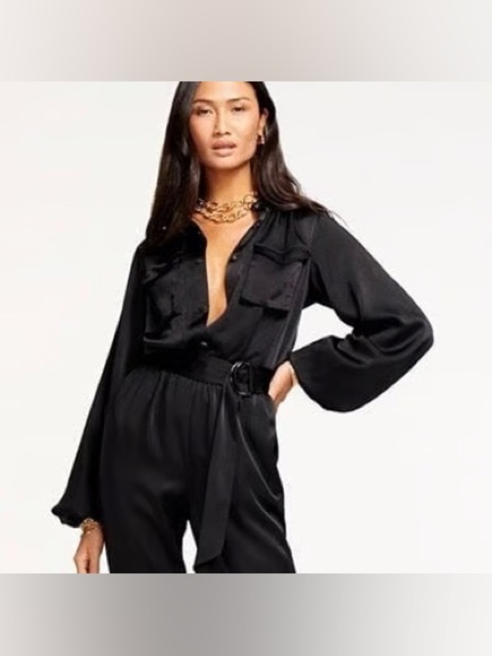 RAMY BROOK
Phillipa Puff Sleeve Jumpsuit In black size small